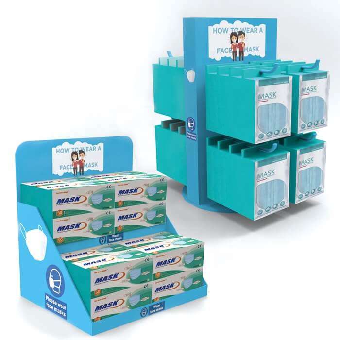 Cardboard Face Mask Display Stand Counter Display Hook Counter Display