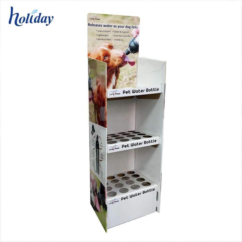 Customized Water Bottle Cardboard Floor Display Stand for Retail Store