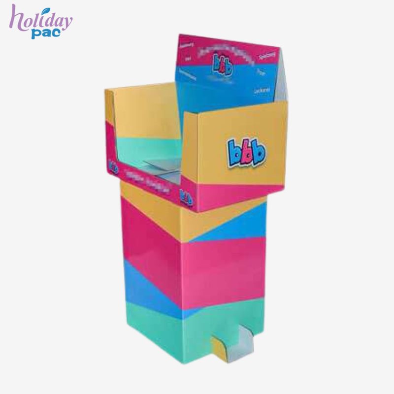 Holidaypac 彩色紙板翻斗箱，敞口設計，帶頂部橫梁