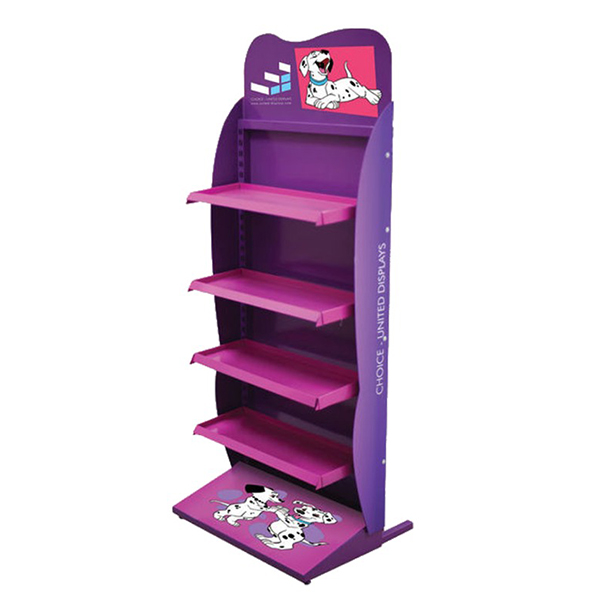 Holidaypac archive reference of a purple printed metal retail display stand