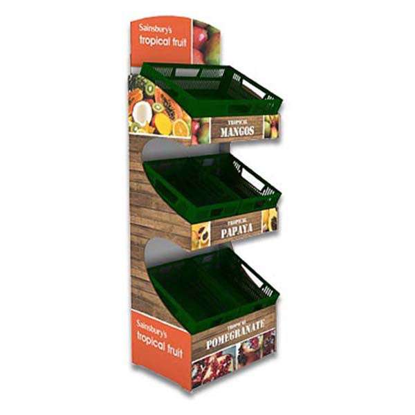 Three Tray&Shelving Floor Display Cardboard floor display stands