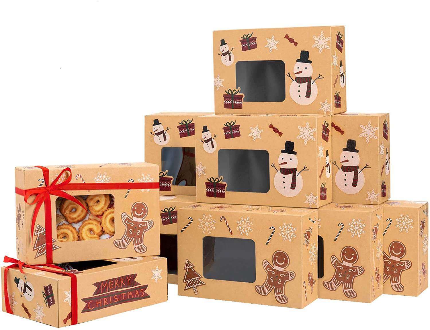 2022 Christmas Food Box 61401 Sunolga Christmas Cookie Boxes 12 pcs Kraft With Window Christmas