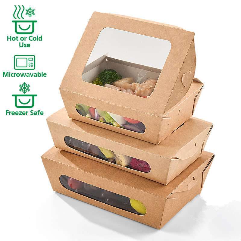 Take out Salad Box with Window, Reusable Kraft Brown Food Storage Containers,  Freezer Safesignature Packaging Hot Food Box for Work - China Disposable  Kraft Paper Take-out Box and Kraft Paper Take-out Box