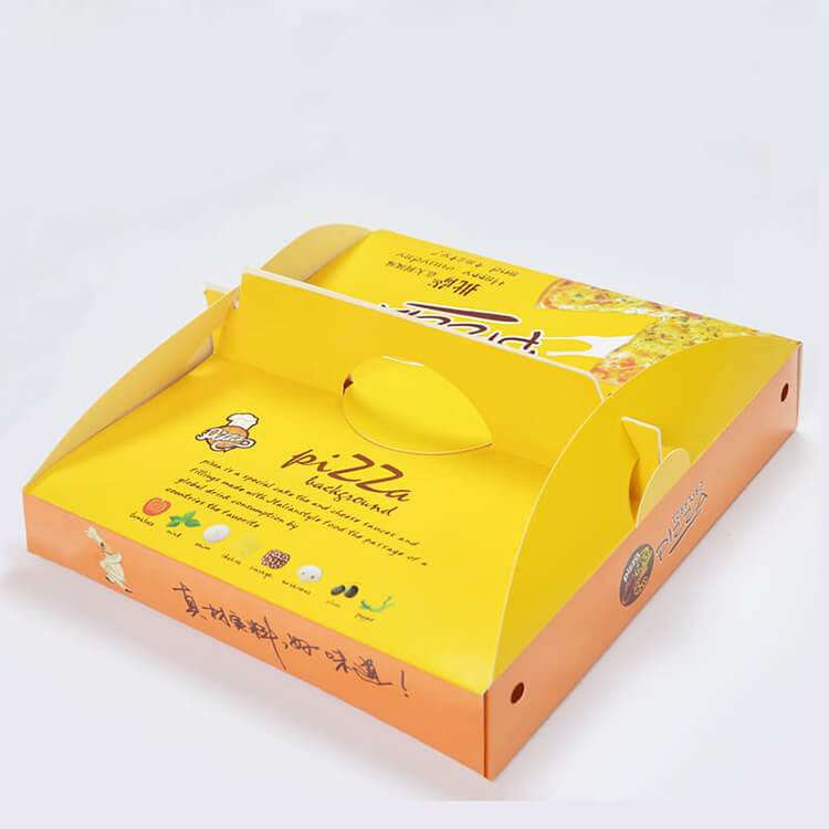 Wholesale Yellow Portable Pizza Takeaway Box White Card Pizza Box Food