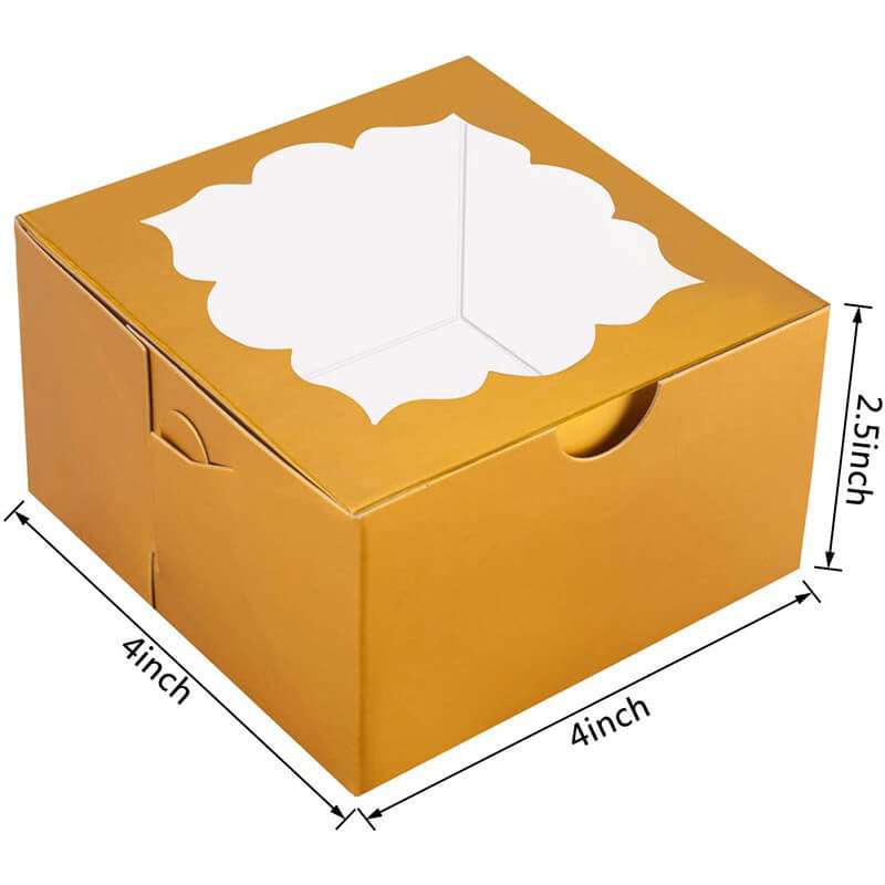 Wholesale Gold Bakery Boxes with Window Pastry Boxes Cookie Boxes for