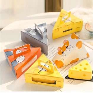 Wholesale Custom Cheese Cake Box Portable Triangle Mousse Pudding Cheese Slice Cake Small Box