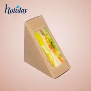 Wholesale Sandwich Packaging Box Kraft Paper Disposable Food Box Window Wrap Sandwich Box Custom