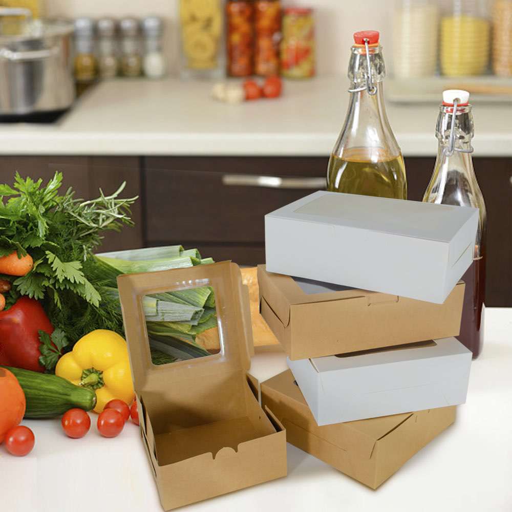 10x Premium Disposable Biodegradable Cardboard Catering Grazing Boxes w/ Window 