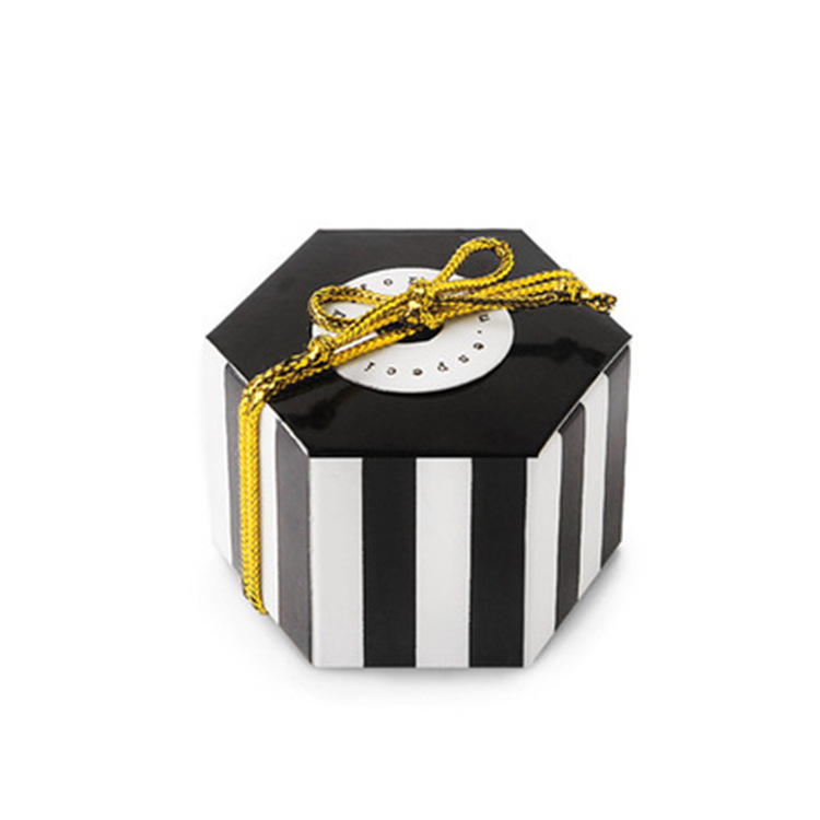 Wholesale Gold stripe mini hexagonal box custom Valentine's Day chocolate independent packaging gift box