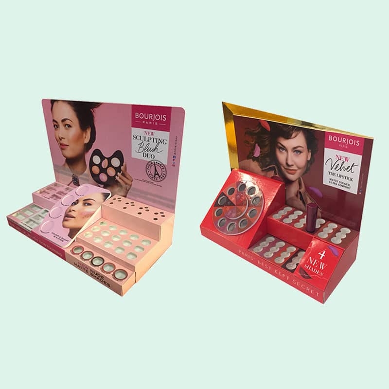 Custom Retail Store Carton Counter Top Display Box Unit Paper Makeup Rack Cardboard Eyelash Cosmetic Counter Display Stand - Holidaypac