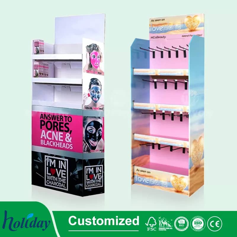 Custom Retail Store Carton Counter Top Display Box Unit Paper Makeup Rack Cardboard Eyelash Cosmetic Counter Display Stand