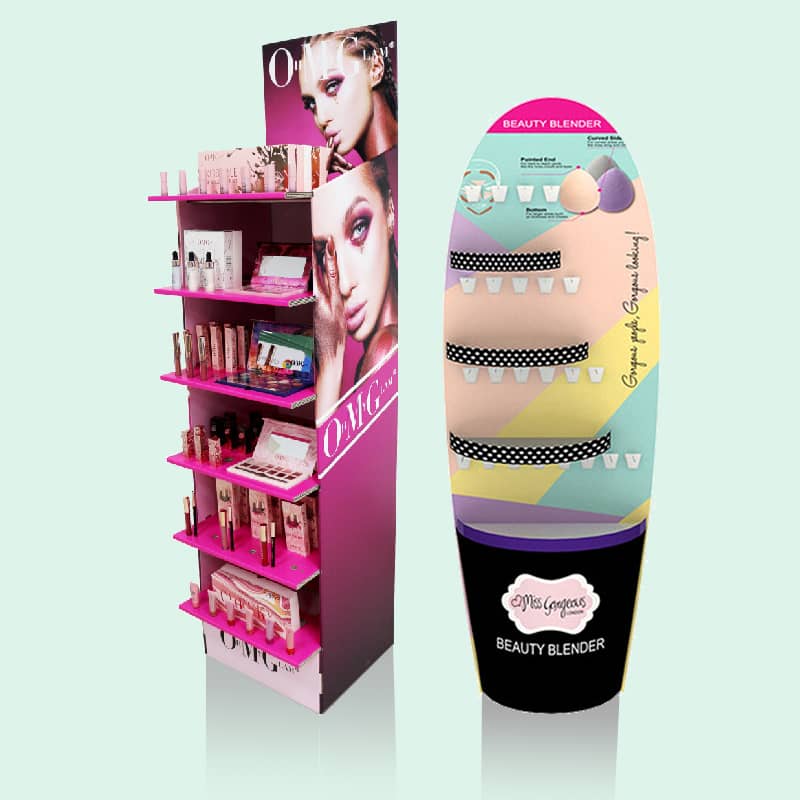 Custom Retail Store Carton Counter Top Display Box Unit Paper Makeup Rack Cardboard Eyelash Cosmetic Counter Display Stand