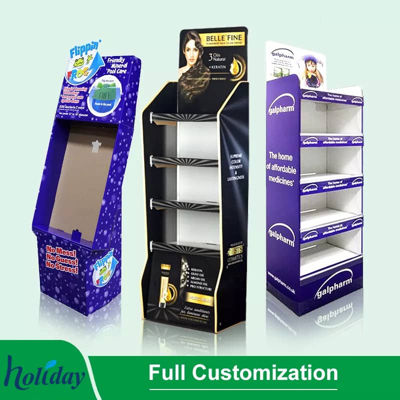 Supermarket Foldable POP Carton Stand Custom Retail Portable POS Cardboard Floor Display Exhibition Stand