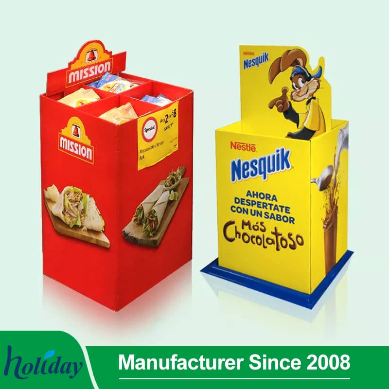 Supermarket Foldable POP Carton Stand Custom Retail Portable POS Cardboard Floor Display Exhibition Stand - Holidaypac