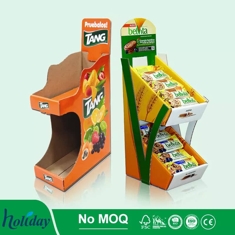 Supermarket Foldable POP Carton Stand Custom Retail Portable POS Cardboard Floor Display Exhibition Stand - Holidaypac