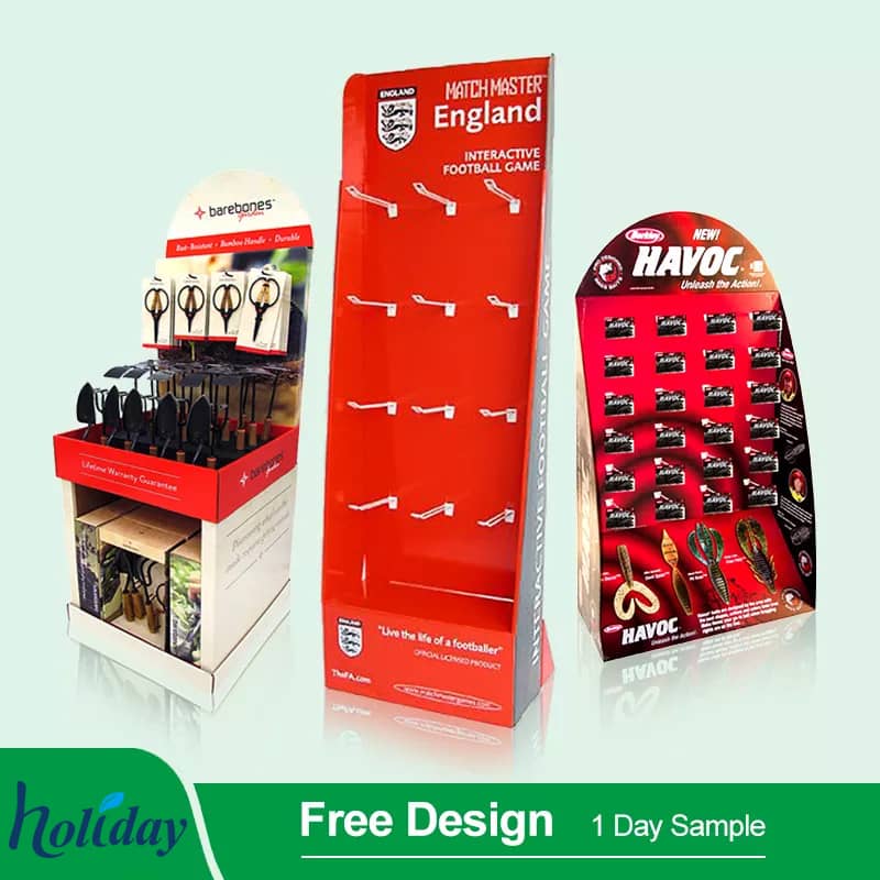Supermarket Foldable POP Carton Stand Custom Retail Portable POS Cardboard Floor Display Exhibition Stand - Holidaypac