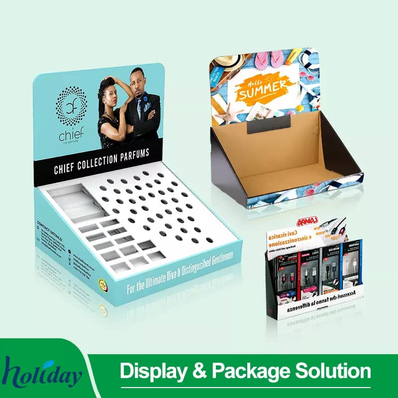 Custom Retail Store Carton Counter Top Display Box Unit Paper Makeup Rack Cardboard Eyelash Cosmetic Counter Display Stand - Holidaypac
