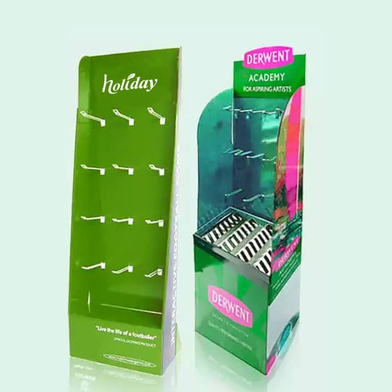 Custom Cardboard Floor Display With Hook For Pet Leashes, Hook Floor Display Racks For Pet Shop - Holidaypac