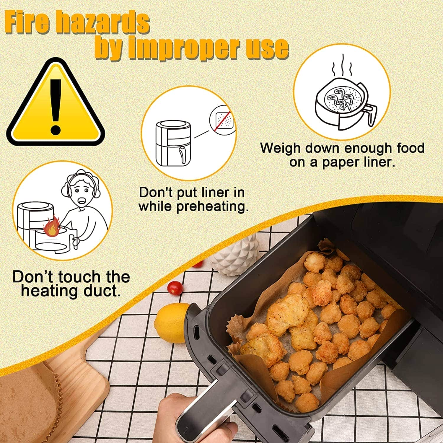 Air Fryer 100 Pcs Rectangular Paper Liners Disposable for Dual Air Fryer  with 2 Baskets 8 Qt and above, 8.6x5.5 inches Parchment Paper Rectangle,  Fit Ninja DZ201 DZ401 IG651 