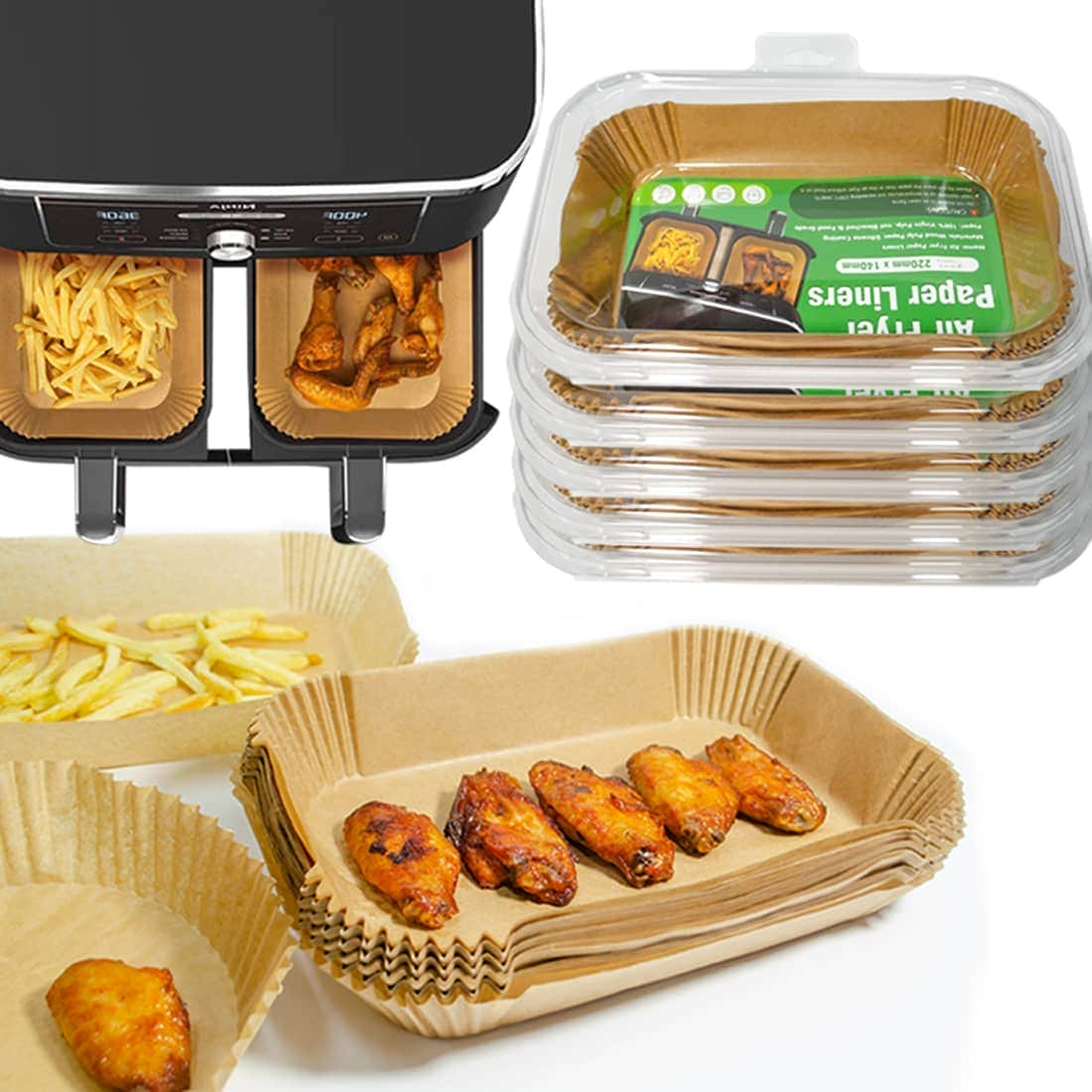 3-Size] Air Fryer Disposable Paper Liner Rectangle Compatible with