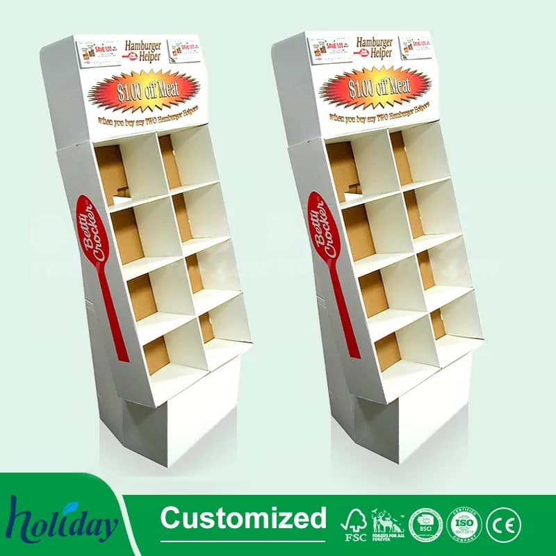 Corrugated Box Advertising Stands Cardboard Bread Display Shelving For Retail