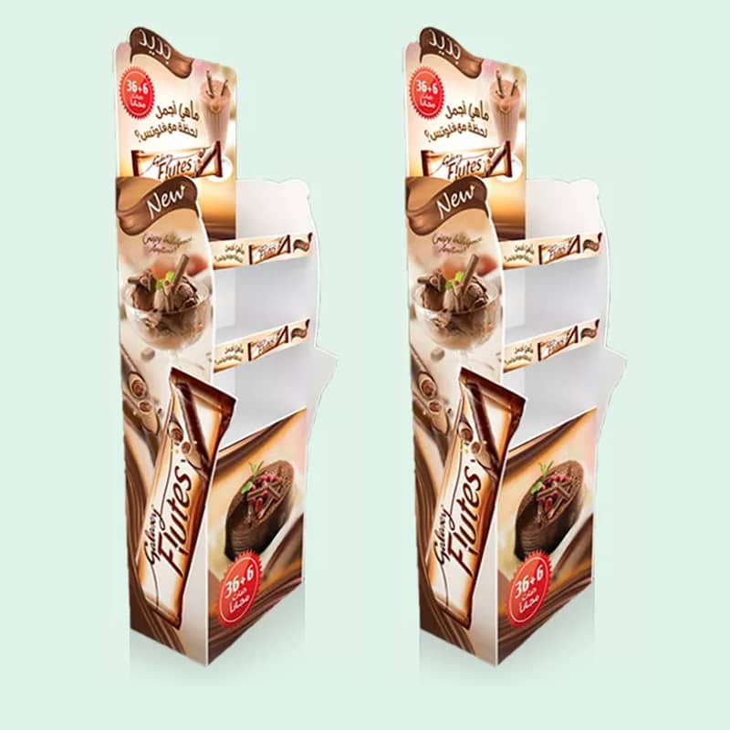 Corrugated Box Advertising Stands Cardboard Bread Display Shelving For Retaile