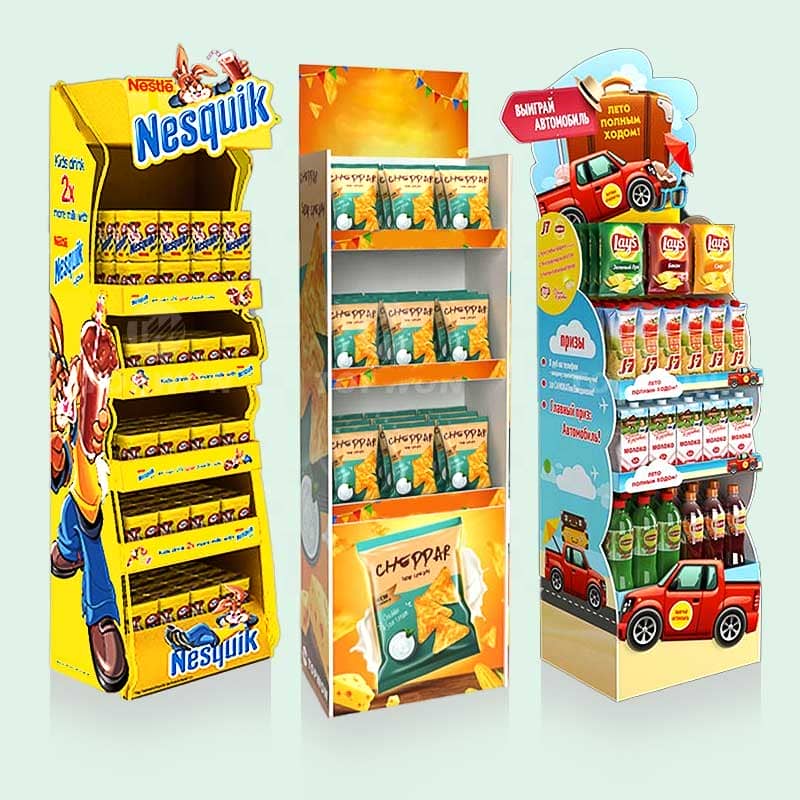 Custom Retail Store Promotion Paper Display Racks POP Free Standing Floor Corrugated Stand Cardboard Display - Holidaypac