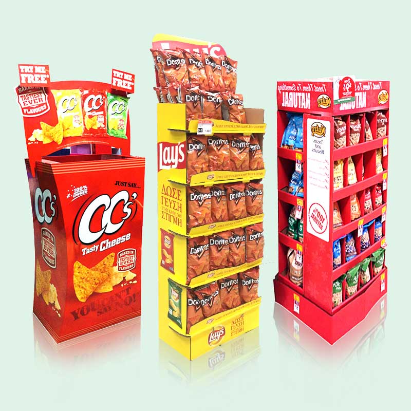 Custom Retail Store Promotion Paper Display Racks POP Free Standing Floor Corrugated Stand Cardboard Display