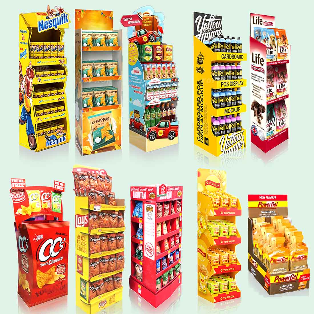 Custom Retail Store Promotion Paper Display Racks Pop Free Standing Floor Corrugated Stand Cardboard Display