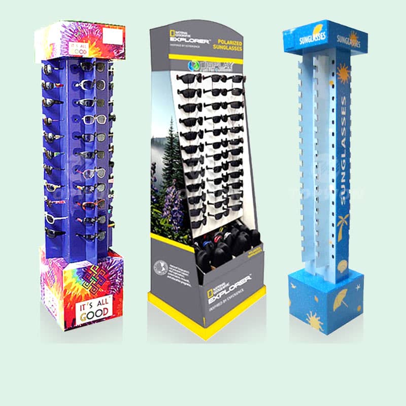 Custom Retail Hanging Paper Eyewear Display Rack Sun Eye Glasses Eyeglass Floor Cardboard Sunglasses Display Stand - Holidaypac