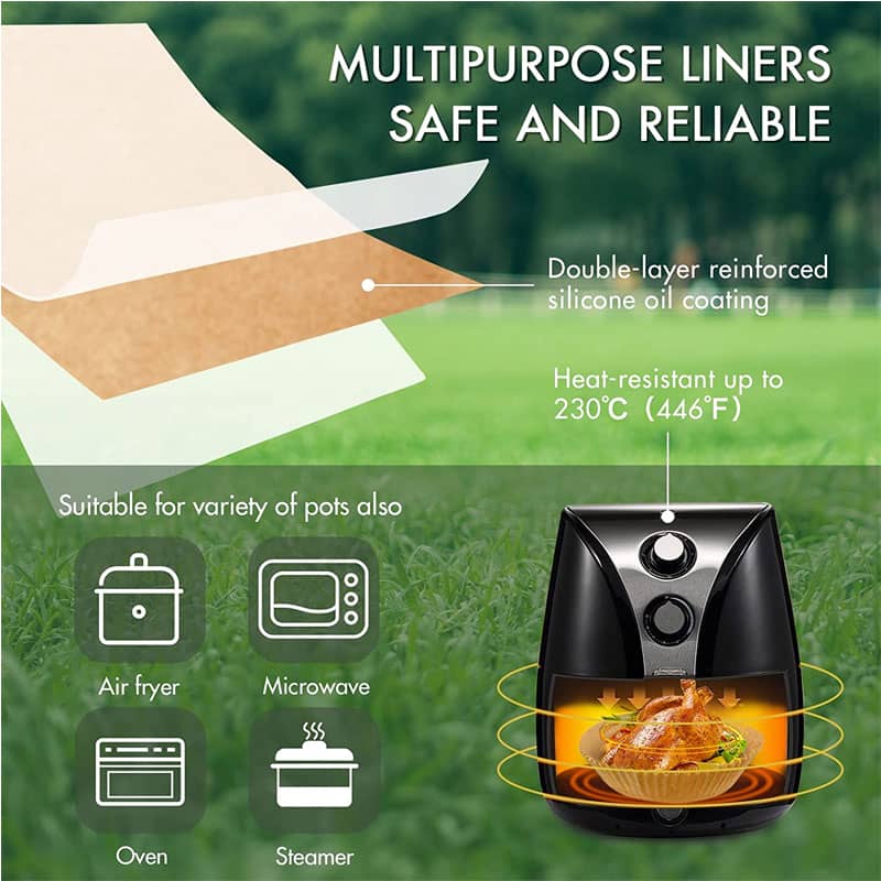 Food Grade Air Fryer Disposable Paper Liner Non-Stick Oil-Proof Water-Proof Parchment Paper Liners