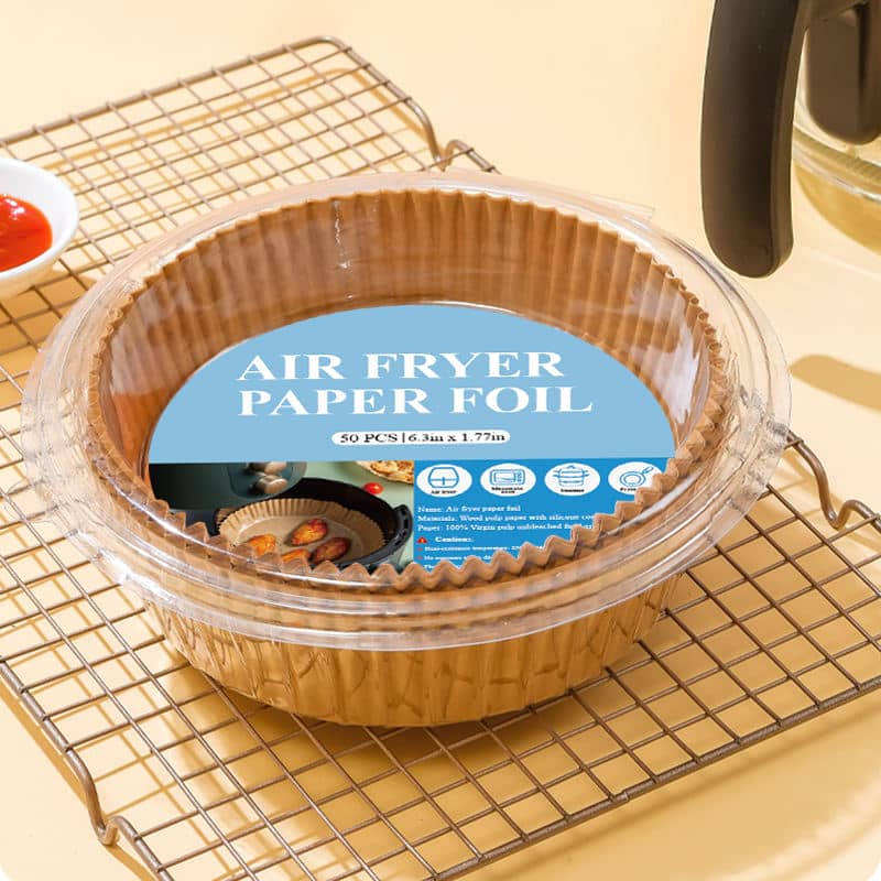 100pcs/50pcs 16/20cm Air Fryer Disposable Paper Liner Non-Stick Mat Round Paper Baking Mats Kitchen AirFryer Baking Accessories