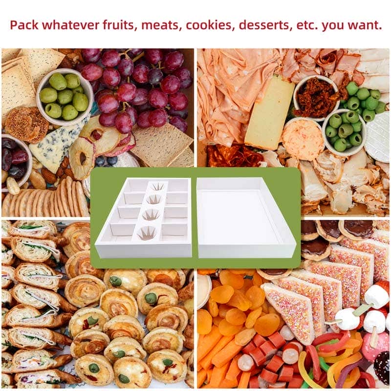 Wholesale Black and White Kraft Paper Grazing Box Catering Packaging Platter Box Partition for Picnic Party Grazing Box