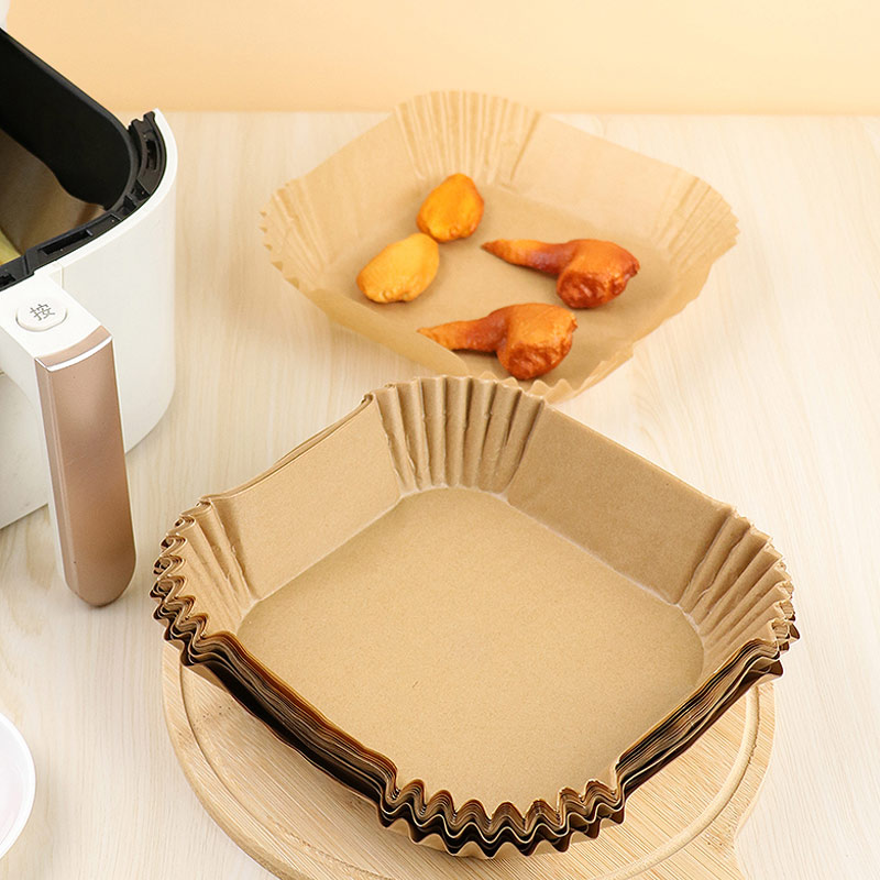 100pcs/50pcs 16/20cm Air Fryer Disposable Paper Liner Non-Stick Mat Round Paper Baking Mats Kitchen AirFryer Baking Accessories