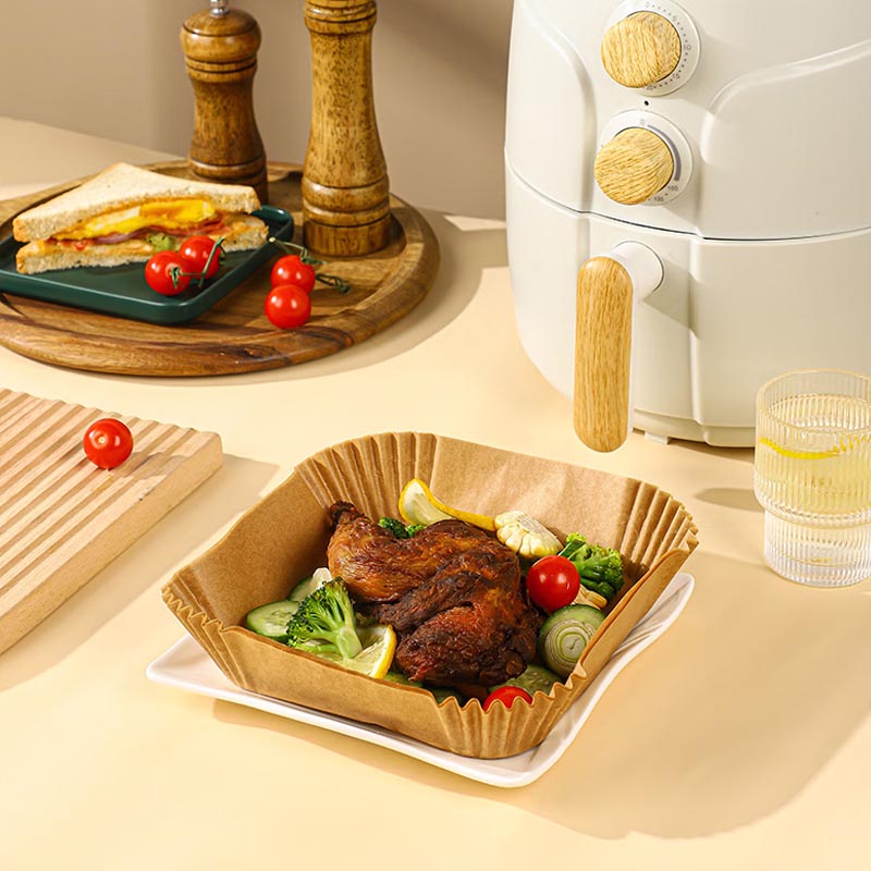 Air Fryer Disposable Paper Liners Square Non-Stick Parchment Paper Air Fryer Accessories Oil Proof Water Proof Paper Liner for Microwave Oven Frying Pan
