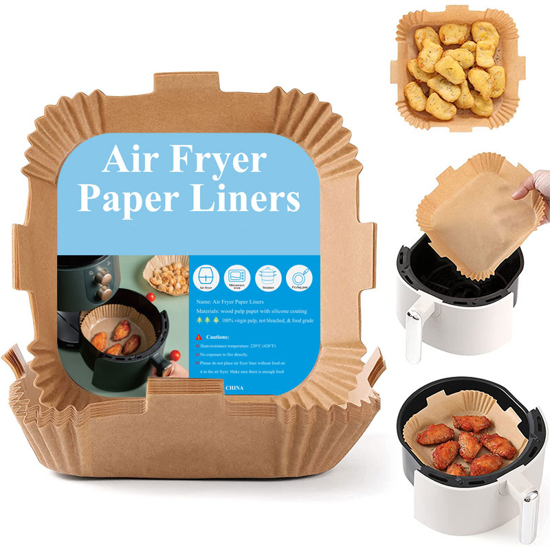 Air Fryer Disposable Paper Liner Square Non-stick Parchment Paper for Air Fryer Baking Roasting Microwave Unbleached Oil-proof Parchment Paper