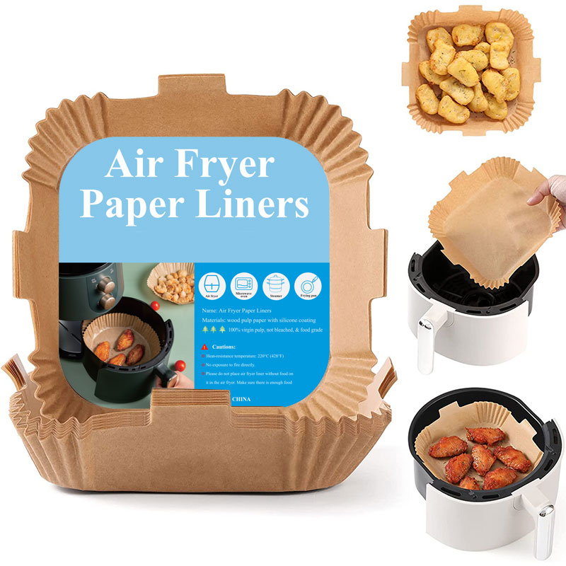 50pcs Air Fryer Disposable Paper Liner, 7.9inch Non-Stick Air Fryer Liners,  Parchment Paper for Air Fryer Oil-proof, Food Grade Air Fryer Paper Liners