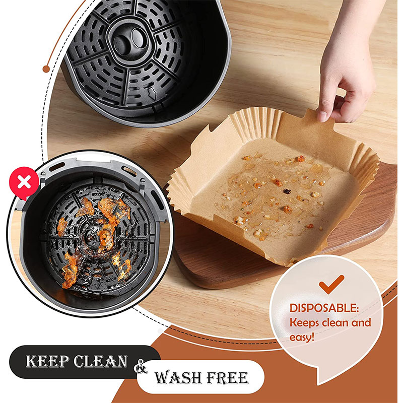 Air Fryer Paper Liner Disposable: 100PCS 8 Inch Airfryer Insert Parchment  Paper Sheets, Grease and Water Proof Non Stick Basket Liners for Baking