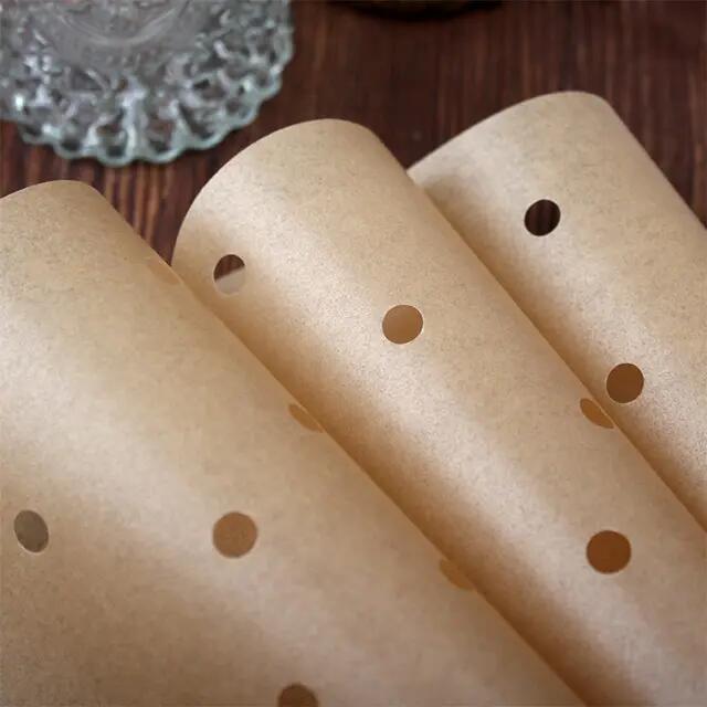 Wholesale Disposable Air Fryer Liners High Temperature Perforated Parchment Paper For Baking Cookies Cooking Air Fryer Grilling 100Pcs