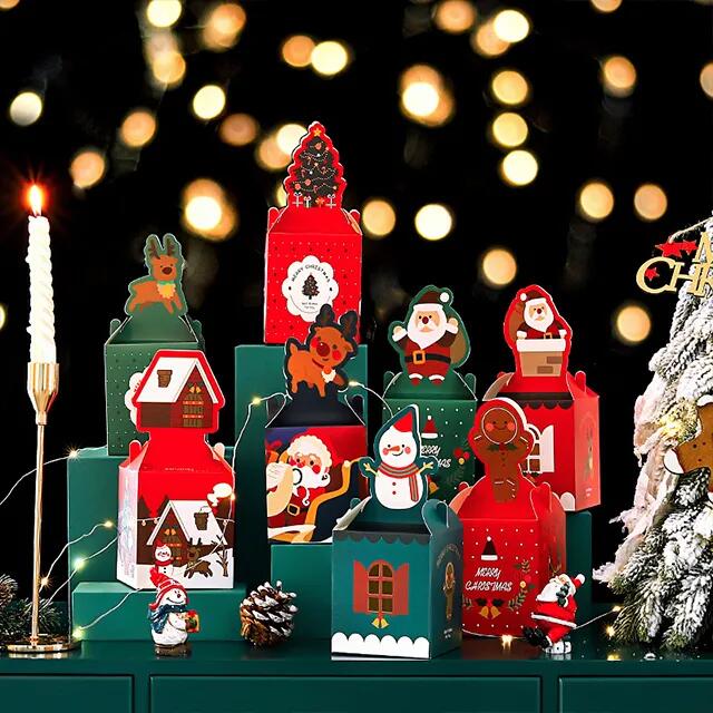 Drop Shipping Wholesale Hot Sale Santa Christmas Eve Tree Gift Paper Packaging Christmas Box For Cookie Chocolate Sweet Candy