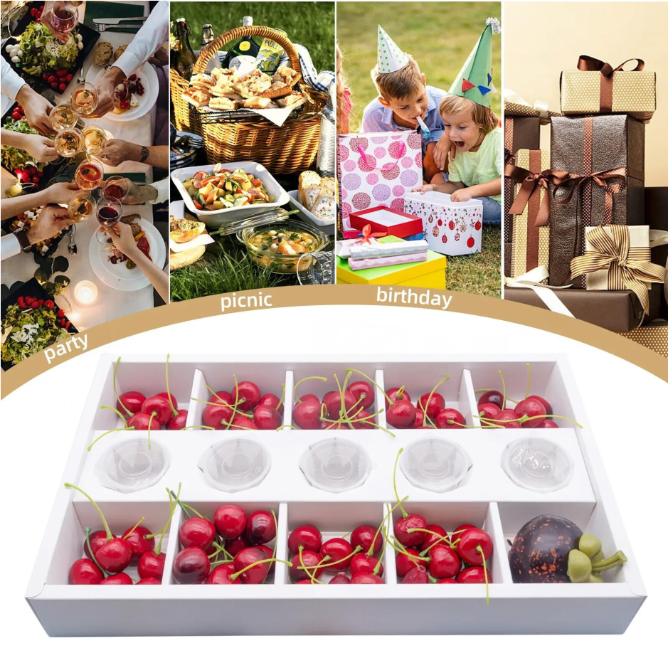 Wholesale black and white kraft paper grazing box catering packaging platter box partition for picnic party grazing box