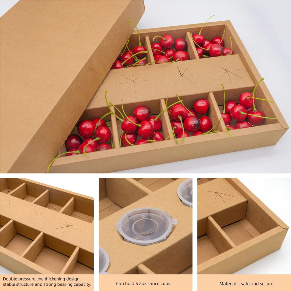 Wholesale black and white kraft paper grazing box catering packaging platter box partition for picnic party grazing box