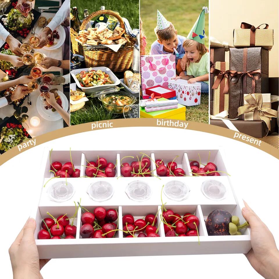 Wholesale black and white kraft paper grazing box catering packaging platter box partition for picnic party grazing box