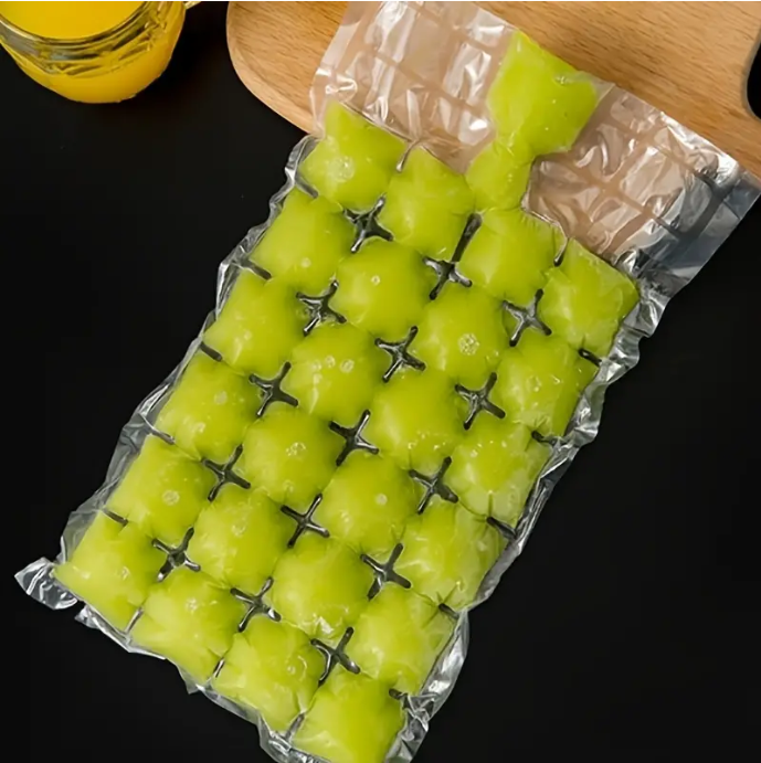 Holidaypac 10/20pcs Disposable Ice Cube Bag Ice Tray Bag Ice Cube Mold Tray Self Sealing Freezer Stackable Ice Cube Mold Tray Cold Ice Pack Cooler Bag Cocktail Juice Drink