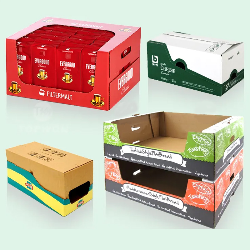 Custom Retail Paper Shelf Ready Display Packaging Box POS Cardboard Corrugated Tear Away Box