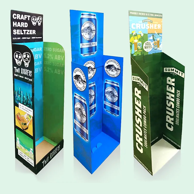 Custom Supermarket Corrugated Case Stackers Cardboard Floor Display Stand Beer/Wine/Drinks/Water Display Racks - Holidaypac