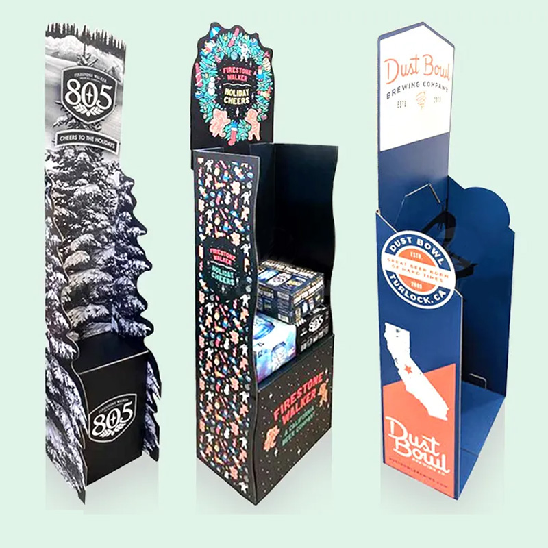 Custom Supermarket Corrugated Case Stackers Cardboard Floor Display Stand Beer/Wine/Drinks/Water Display Racks - Holidaypac