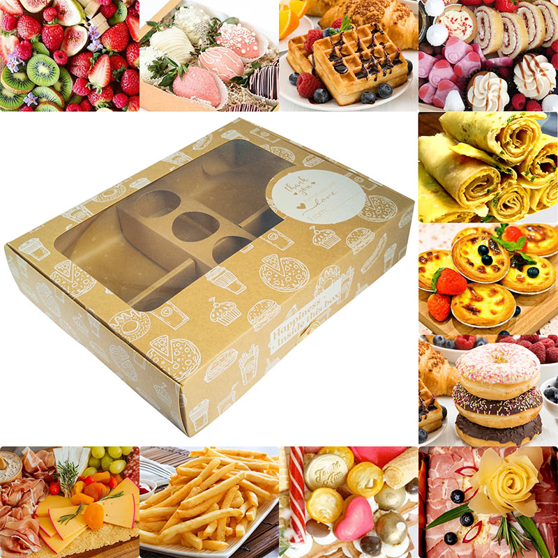 Wholesale Transparent Windowing Kraft Paper Grazing Box Catering Packaging Platter Box Partition For Picnic Party Grazing Box