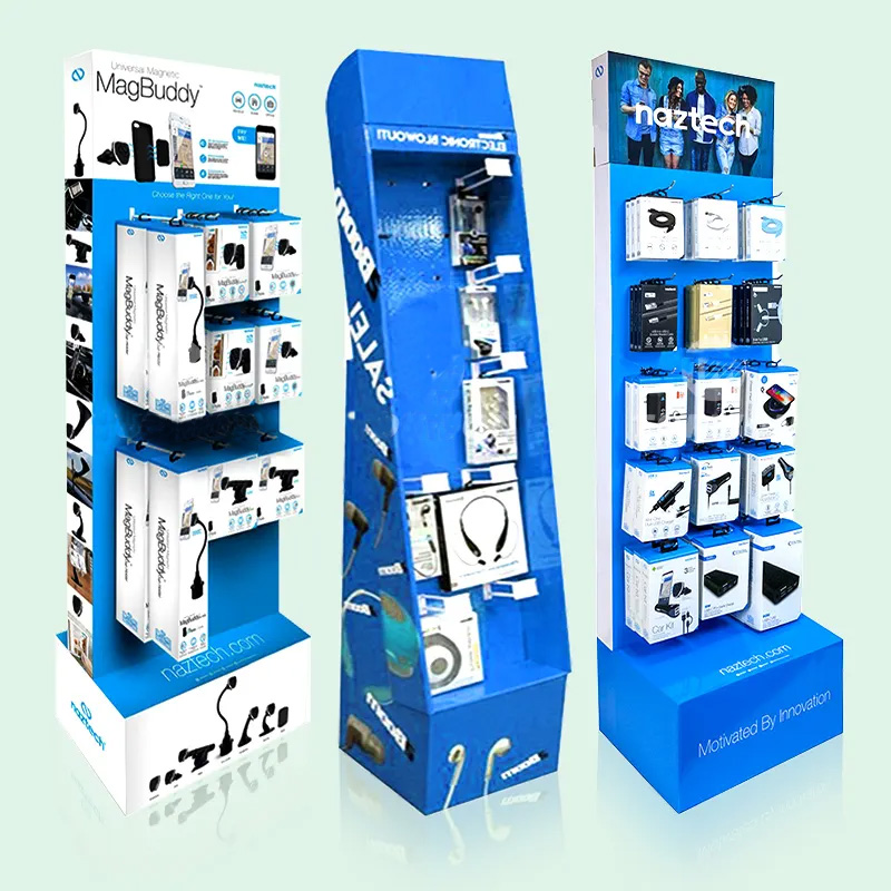 Custom Pegboard Retail Hanging Floor Hook Display Rack Cardboard Display Stand With Peg Hook - Holidaypac