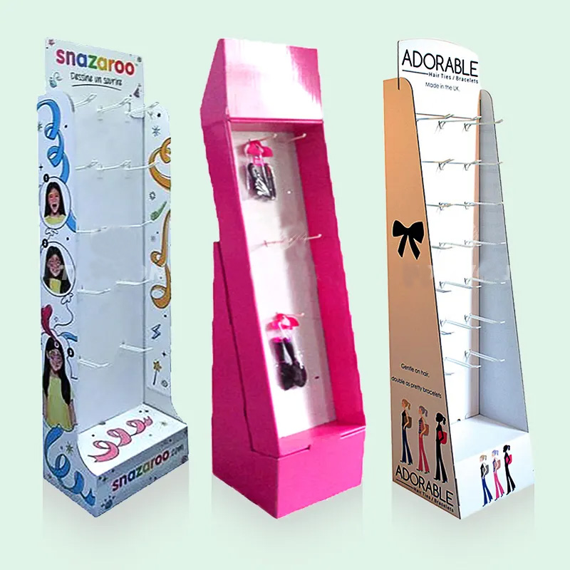 Custom Pegboard Retail Hanging Floor Hook Display Rack Cardboard Display Stand With Peg Hook - Holidaypac